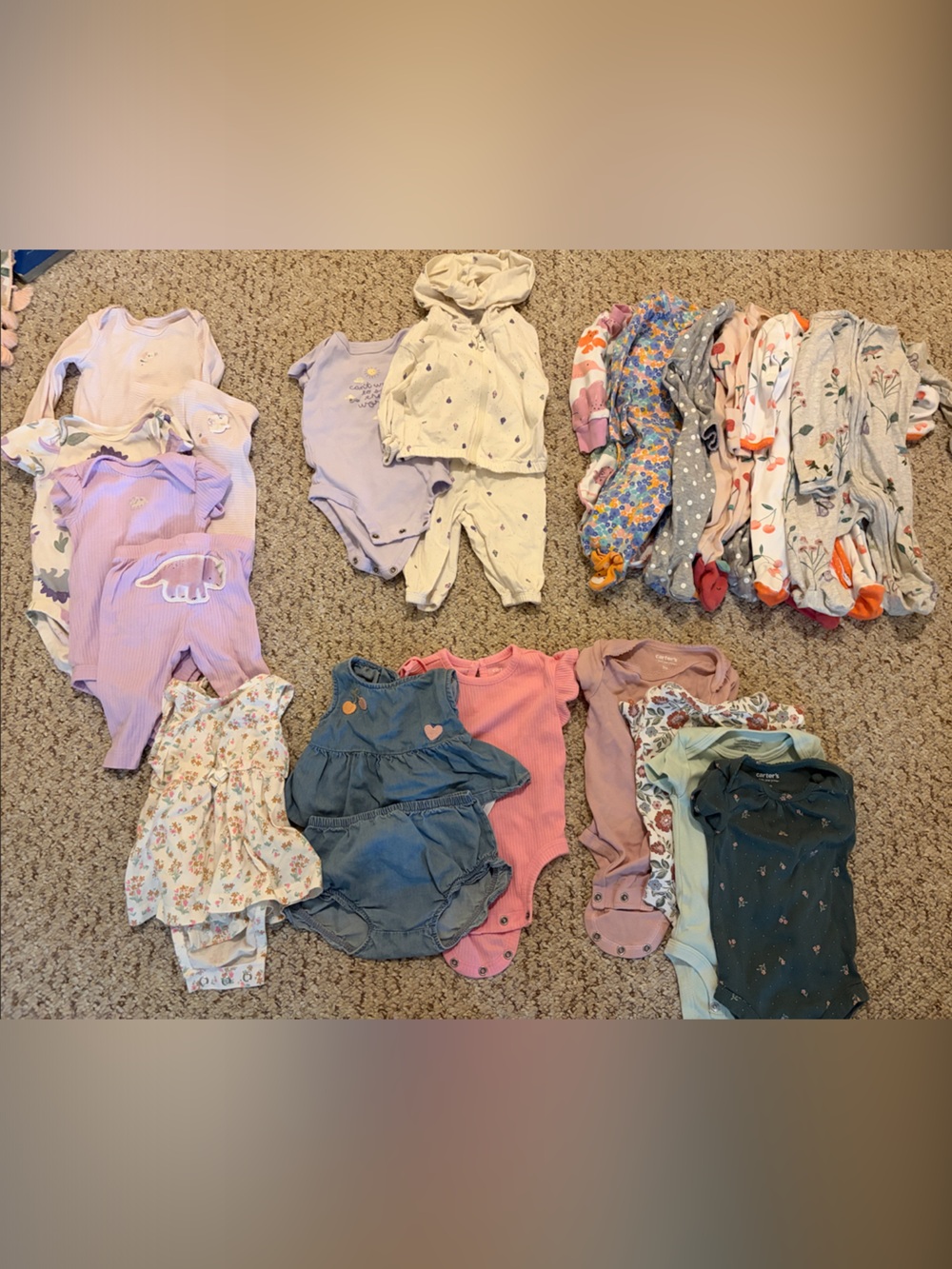 Huge lot size 3 months baby girl clothing - PJs, onesies, sets